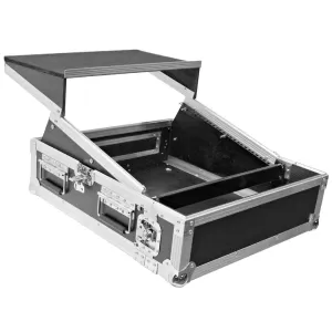 SATAC2x10 - Heavy Duty 2 Space ATA Rack Case with 10U DJ Mixer Top and Laptop Shelf