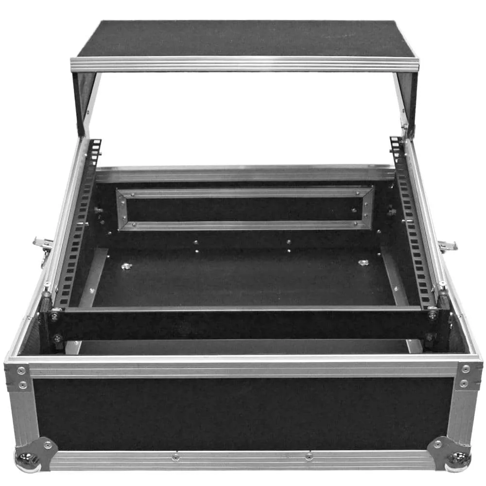 SATAC2x10 - Heavy Duty 2 Space ATA Rack Case with 10U DJ Mixer Top and Laptop Shelf