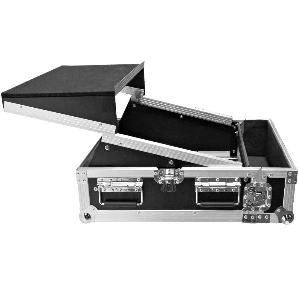 SATAC2x10 - Heavy Duty 2 Space ATA Rack Case with 10U DJ Mixer Top and Laptop Shelf