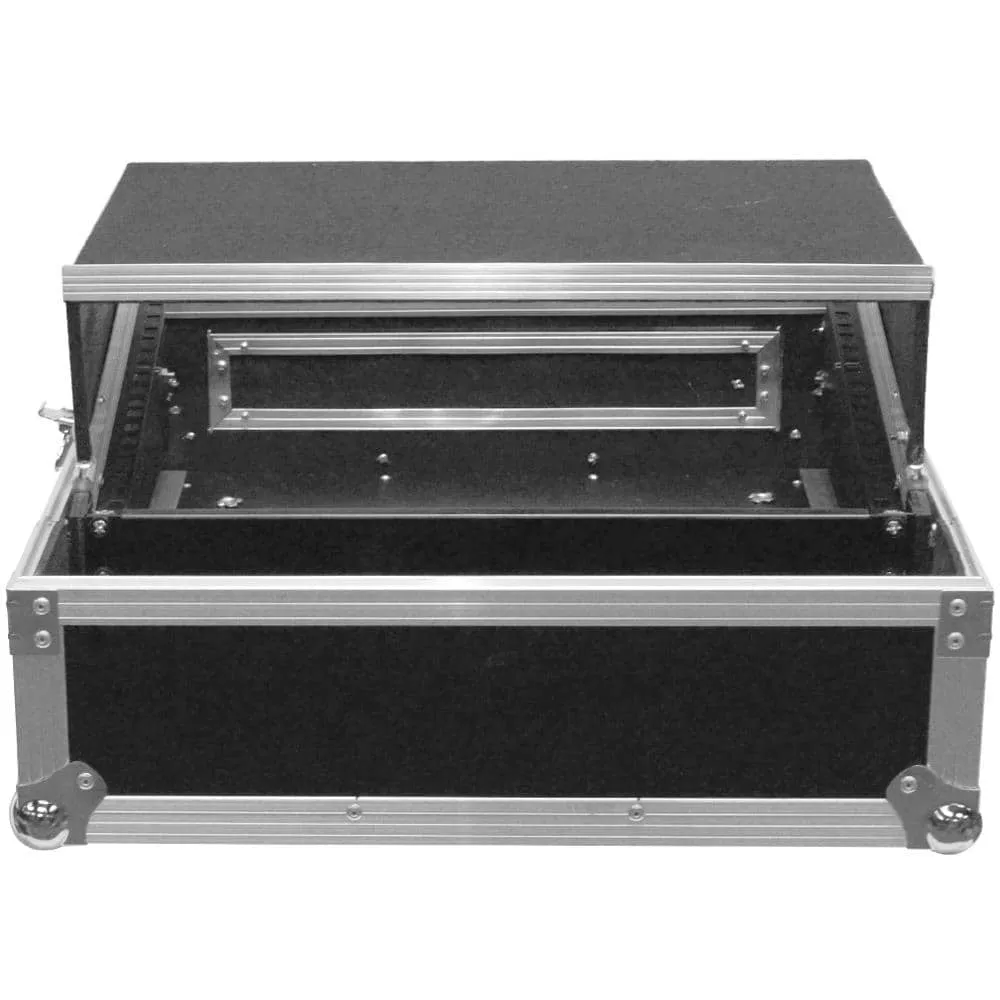 SATAC2x10 - Heavy Duty 2 Space ATA Rack Case with 10U DJ Mixer Top and Laptop Shelf