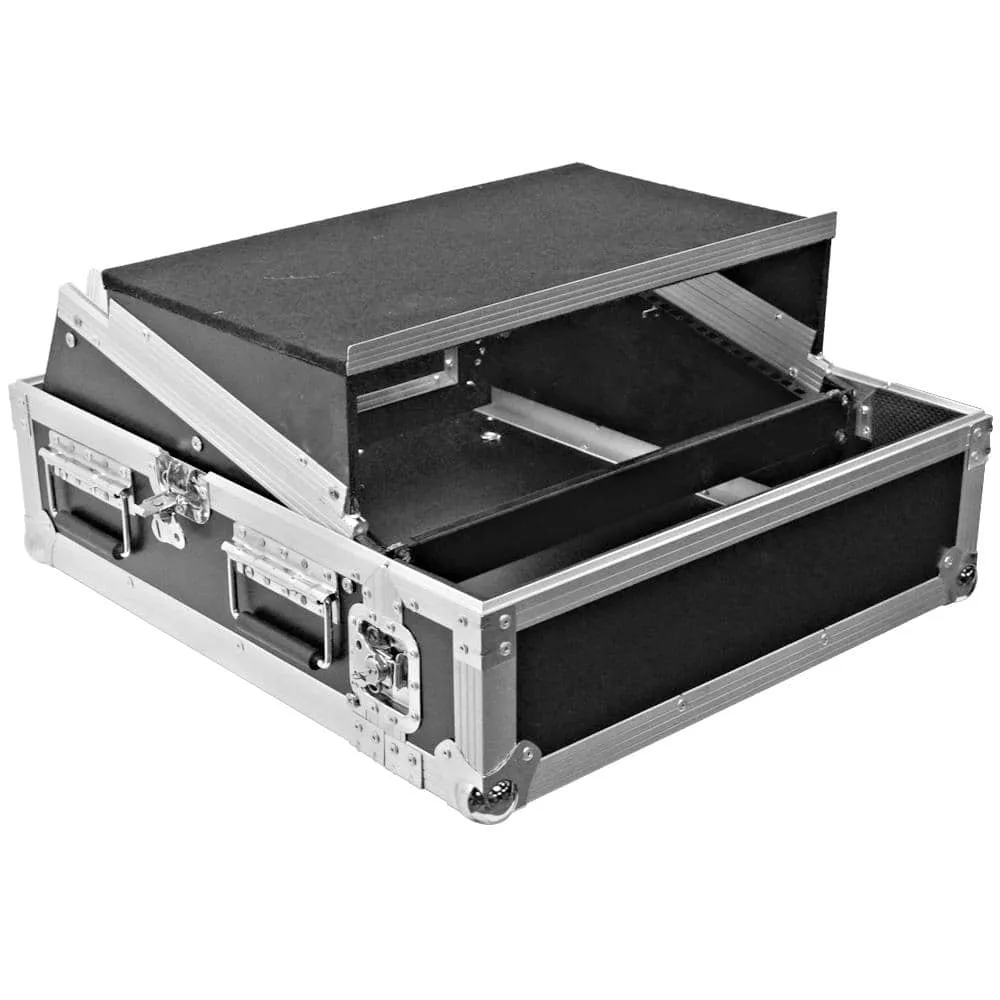 SATAC2x10 - Heavy Duty 2 Space ATA Rack Case with 10U DJ Mixer Top and Laptop Shelf