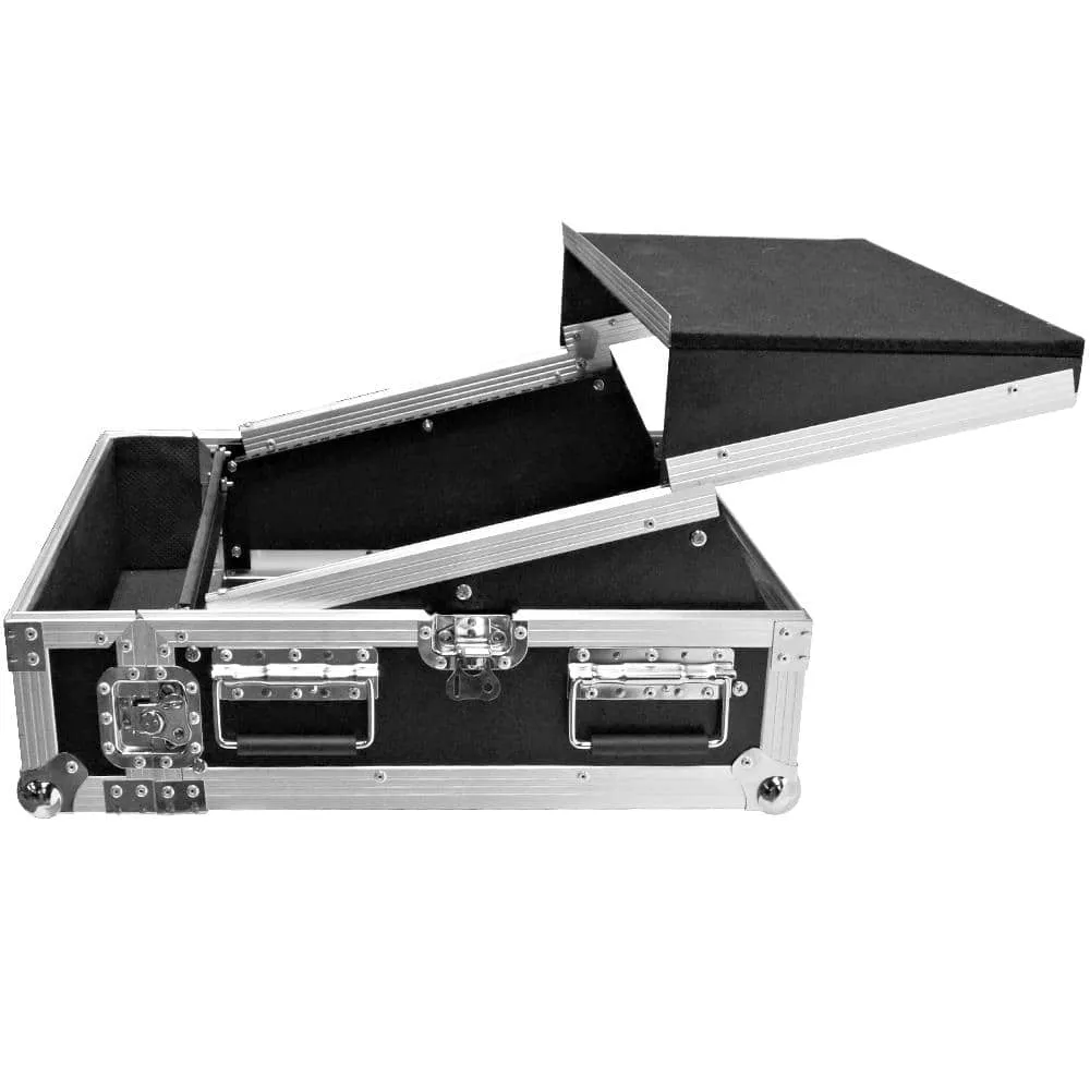 SATAC2x10 - Heavy Duty 2 Space ATA Rack Case with 10U DJ Mixer Top and Laptop Shelf