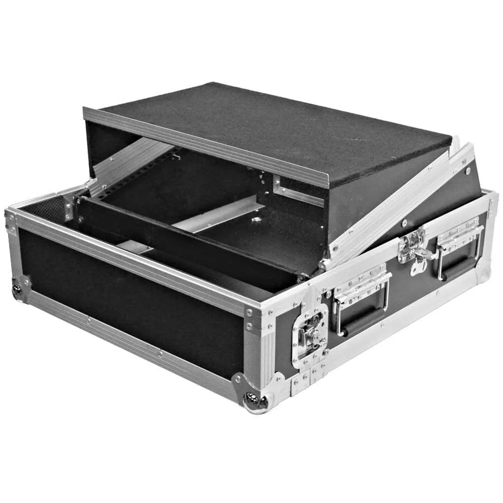 SATAC2x10 - Heavy Duty 2 Space ATA Rack Case with 10U DJ Mixer Top and Laptop Shelf
