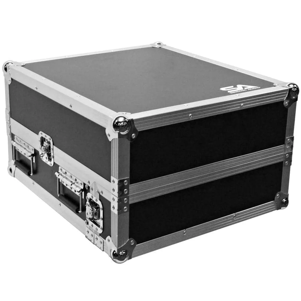 SATAC2x10 - Heavy Duty 2 Space ATA Rack Case with 10U DJ Mixer Top and Laptop Shelf