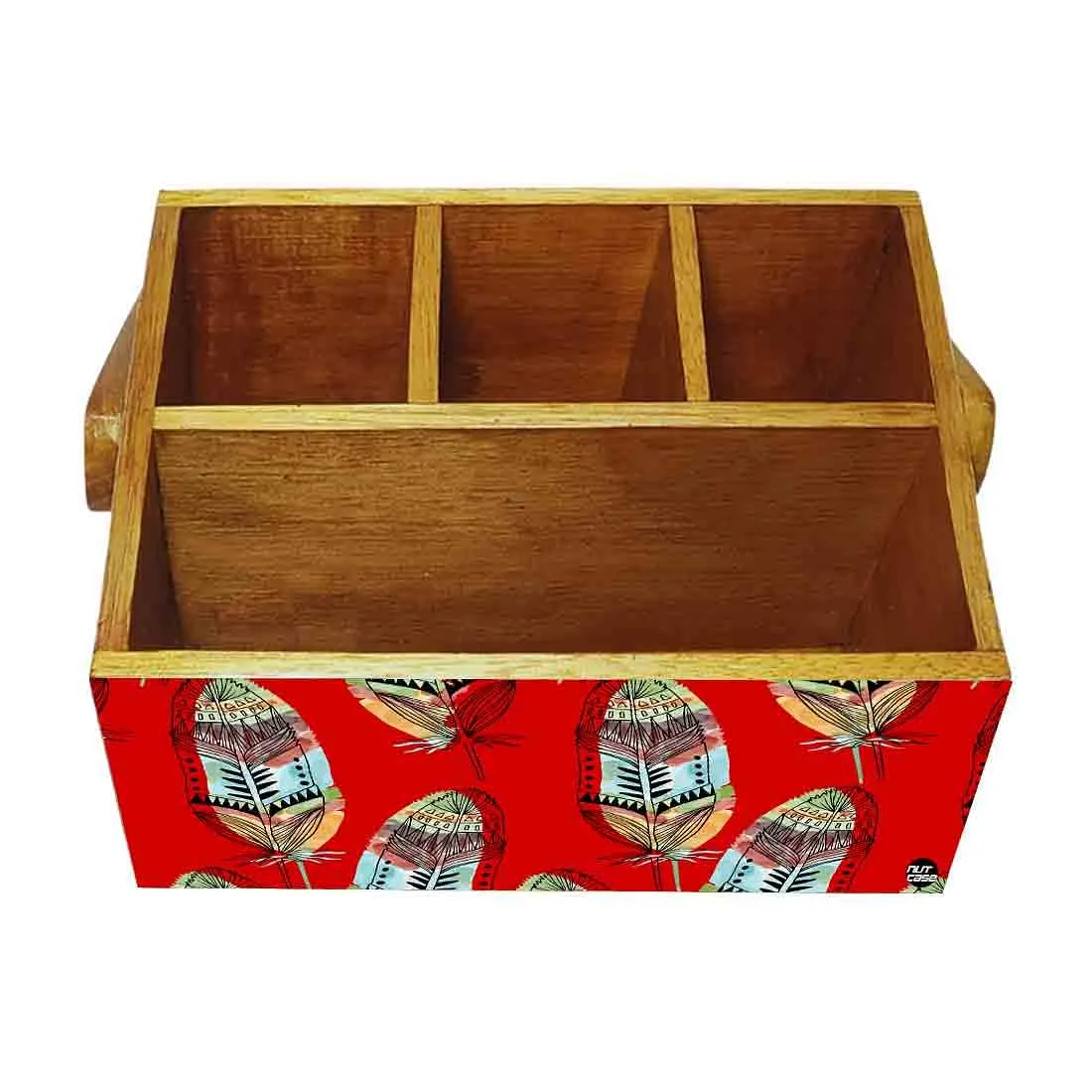 Silverware Cutlery Stand Holder for Spoons Tissue & Knives - Feathers