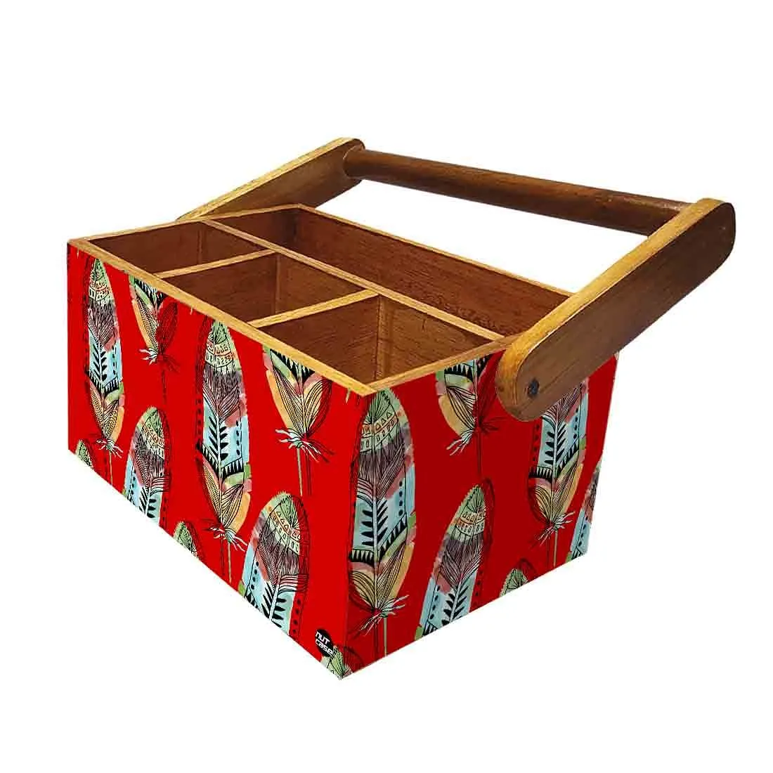 Silverware Cutlery Stand Holder for Spoons Tissue & Knives - Feathers