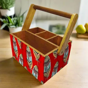 Silverware Cutlery Stand Holder for Spoons Tissue & Knives - Feathers