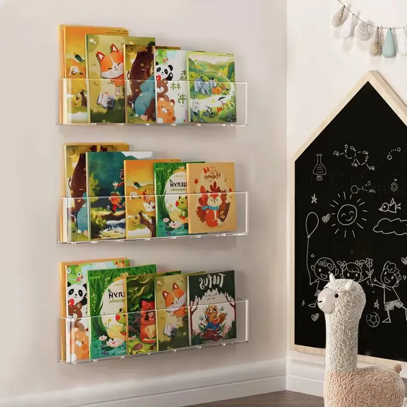 SINOTAO  -  3Pcs/Set Acrylic Picture Book Display Rack Bedroom Wall Hanging Door Storybook Graffiti Magazine Organizer Children's Bookshelf