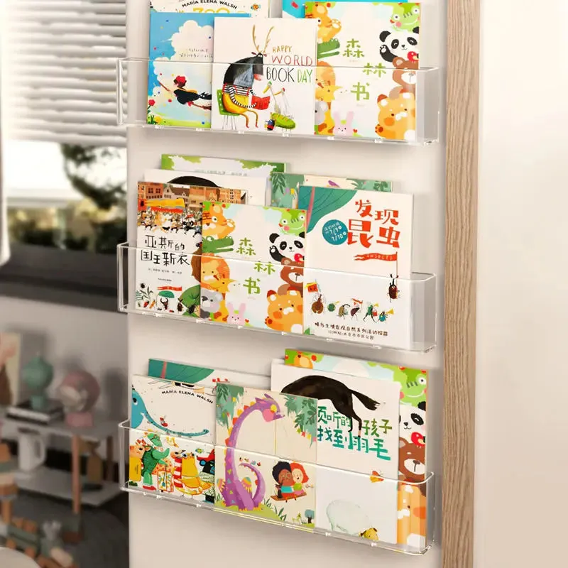 SINOTAO  -  3Pcs/Set Acrylic Picture Book Display Rack Bedroom Wall Hanging Door Storybook Graffiti Magazine Organizer Children's Bookshelf