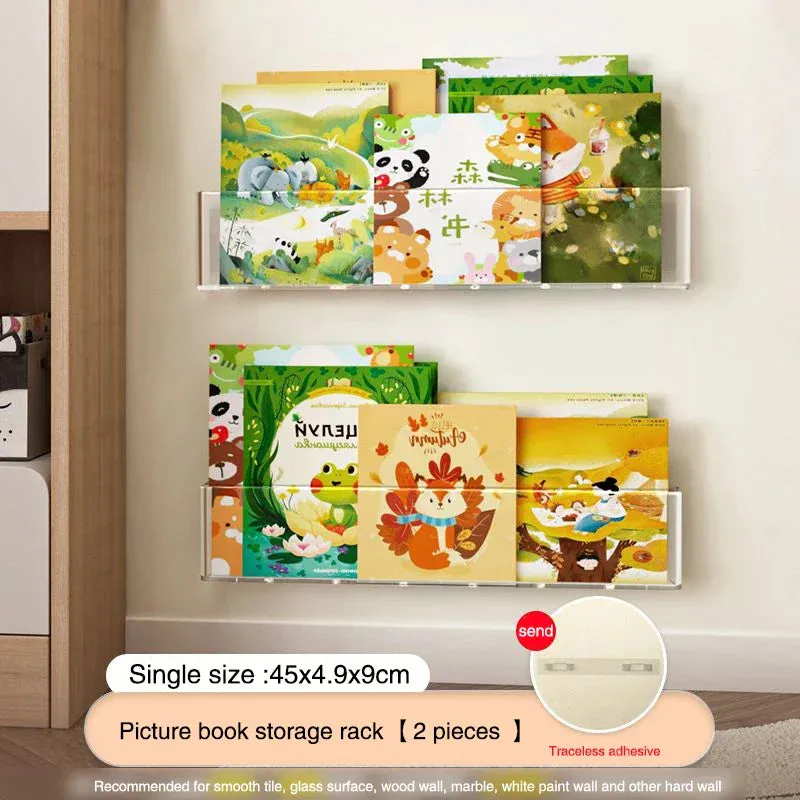 SINOTAO  -  3Pcs/Set Acrylic Picture Book Display Rack Bedroom Wall Hanging Door Storybook Graffiti Magazine Organizer Children's Bookshelf