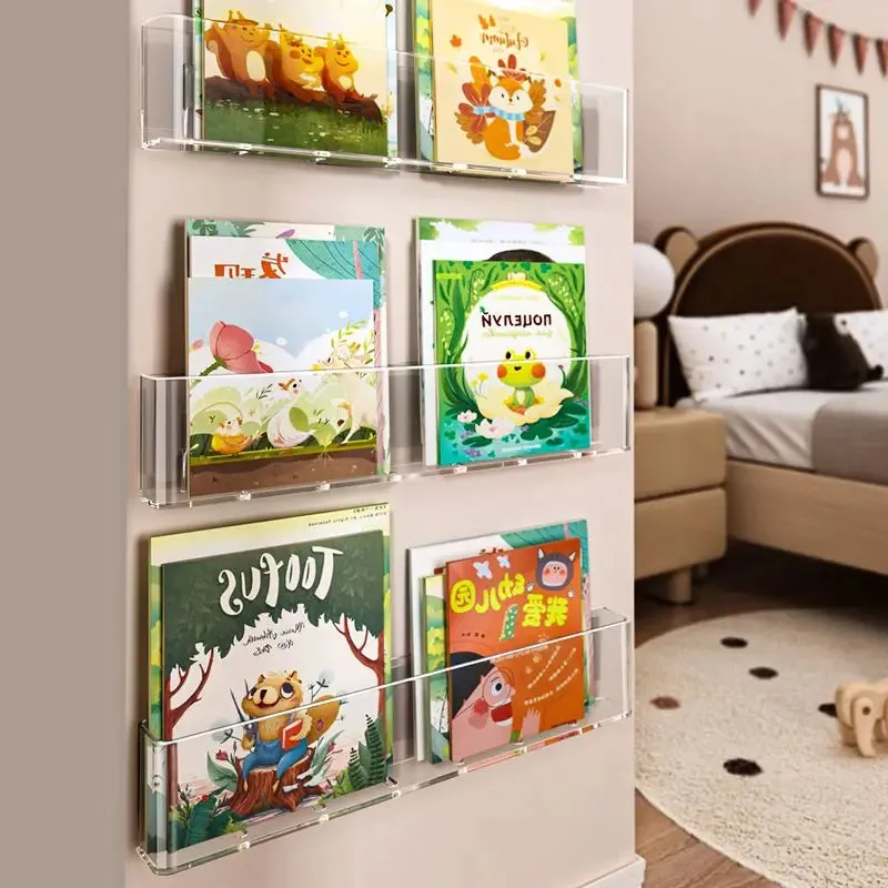 SINOTAO  -  3Pcs/Set Acrylic Picture Book Display Rack Bedroom Wall Hanging Door Storybook Graffiti Magazine Organizer Children's Bookshelf