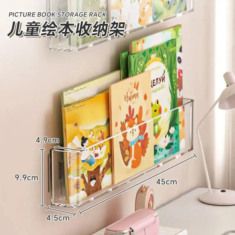 SINOTAO  -  3Pcs/Set Acrylic Picture Book Display Rack Bedroom Wall Hanging Door Storybook Graffiti Magazine Organizer Children's Bookshelf
