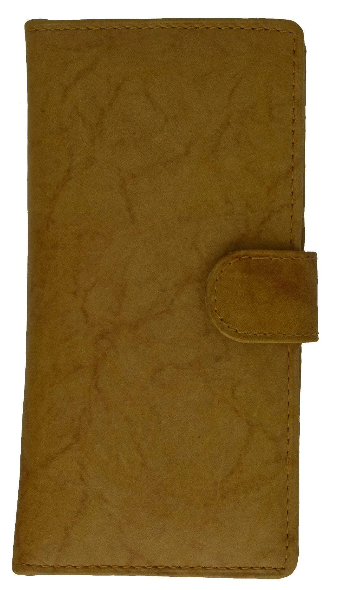 Slim Checkbook Cover Credit Card Slots Secure by Button Closure Genuine Leather 1507 CF (C)