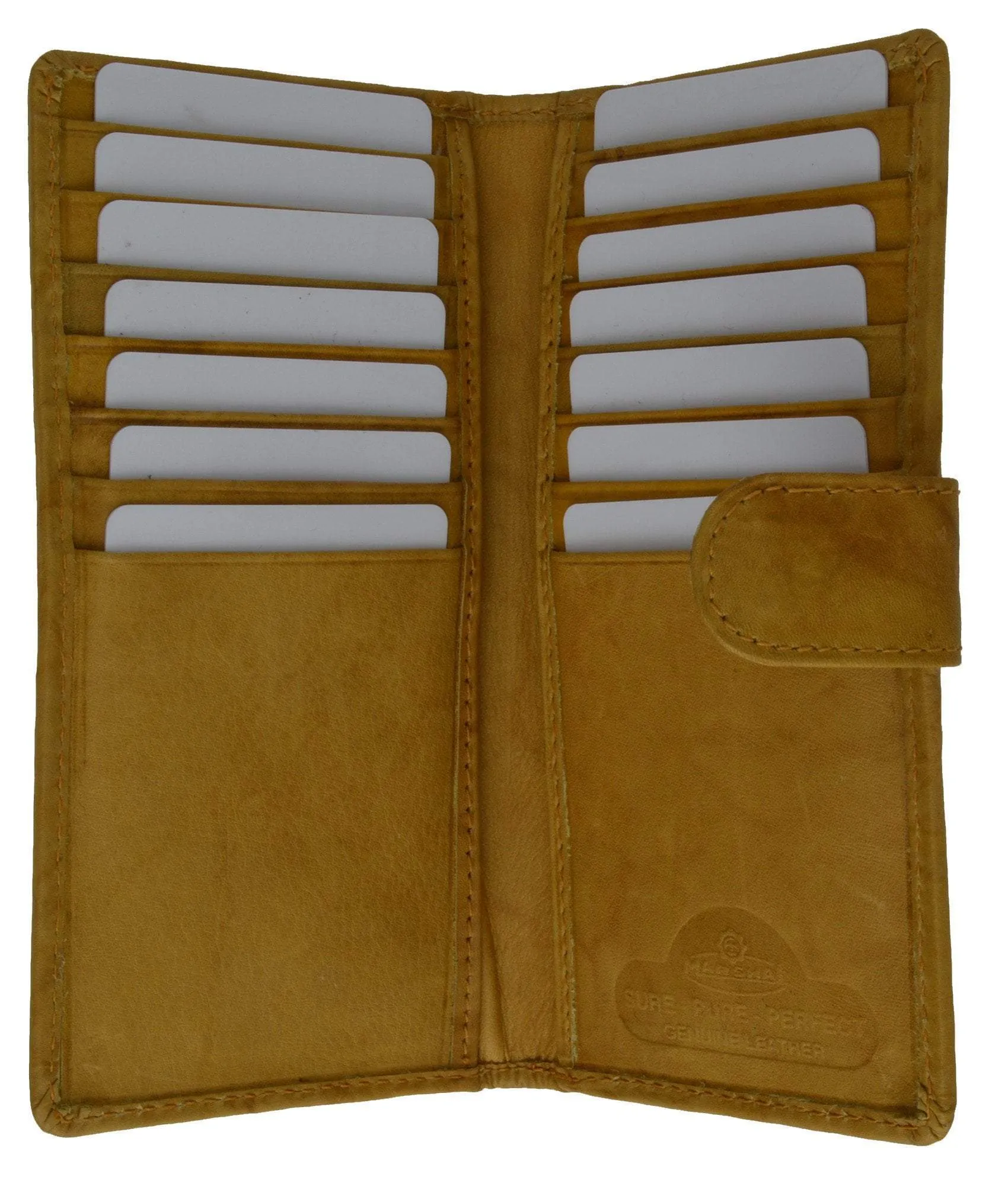 Slim Checkbook Cover Credit Card Slots Secure by Button Closure Genuine Leather 1507 CF (C)