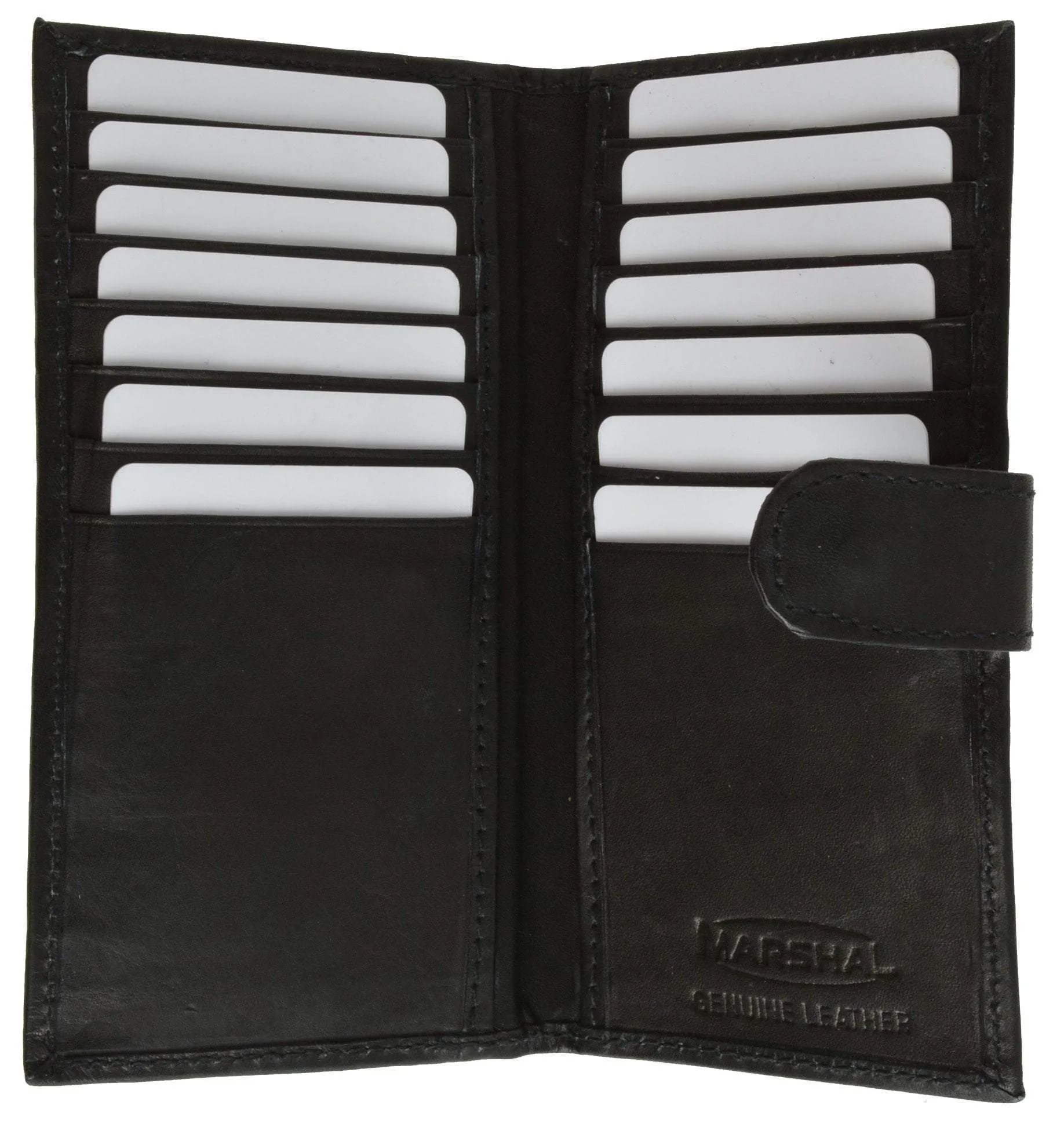 Slim Checkbook Cover Credit Card Slots Secure by Button Closure Genuine Leather 1507 CF (C)