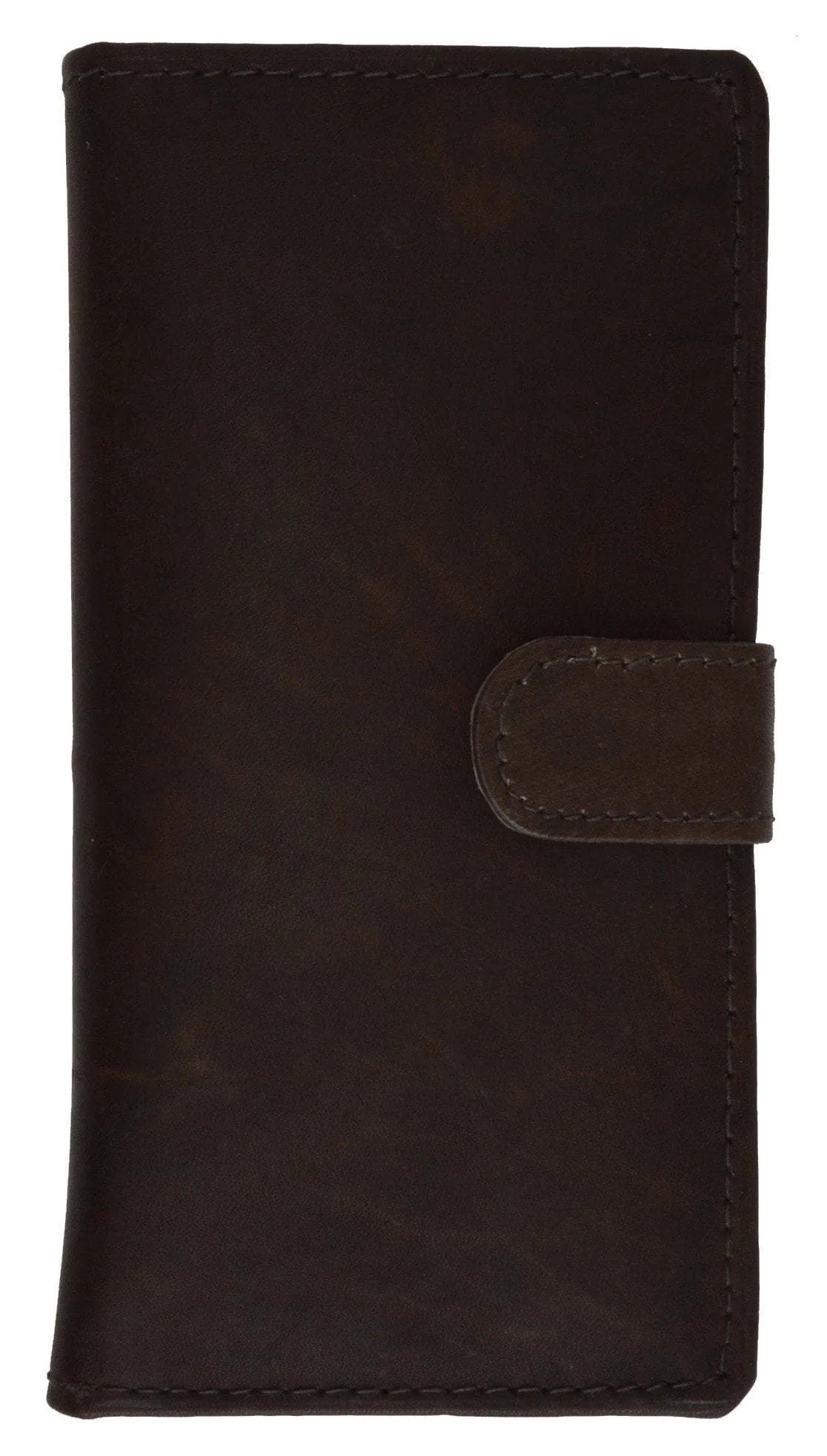 Slim Checkbook Cover Credit Card Slots Secure by Button Closure Genuine Leather 1507 CF (C)