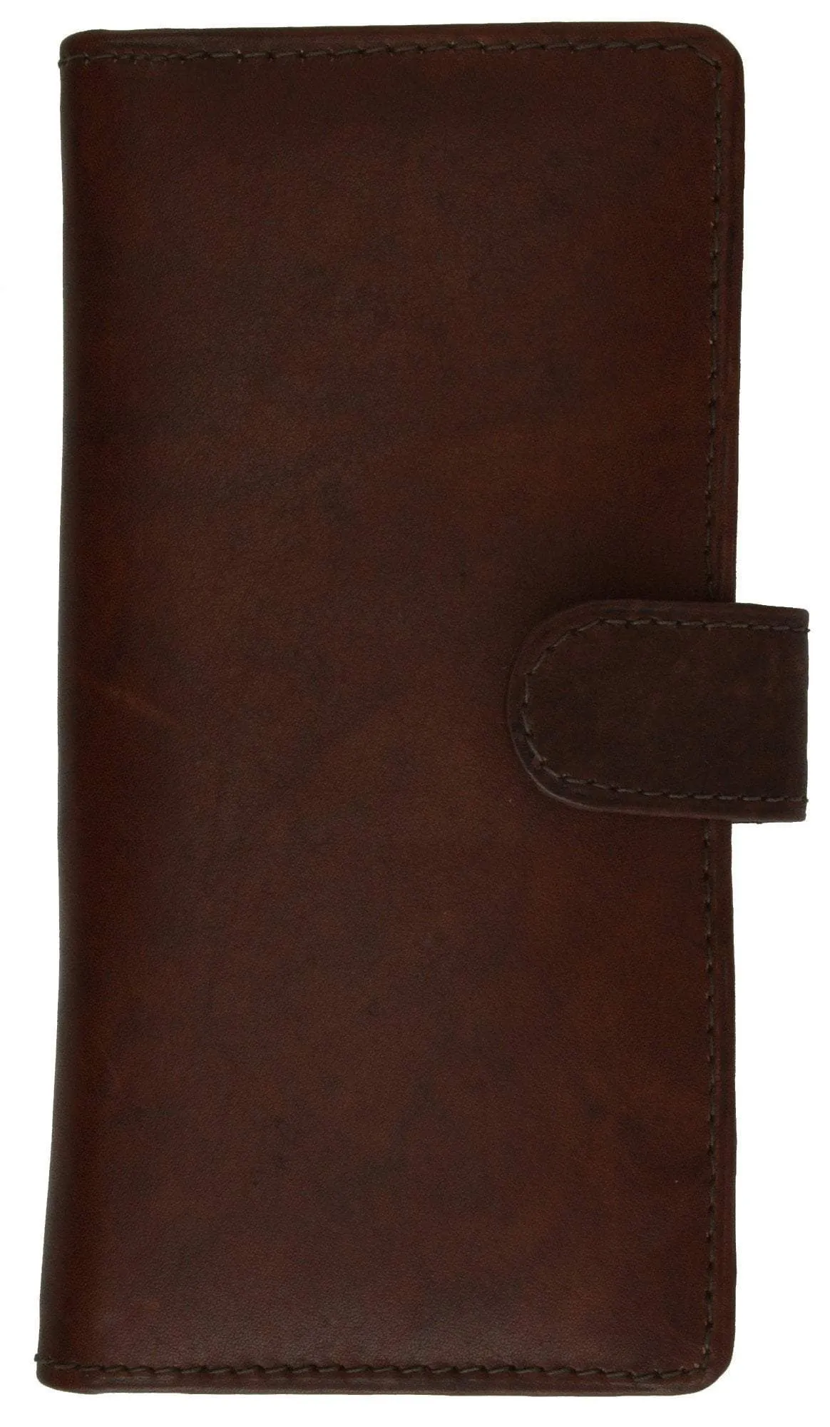 Slim Checkbook Cover Credit Card Slots Secure by Button Closure Genuine Leather 1507 CF (C)