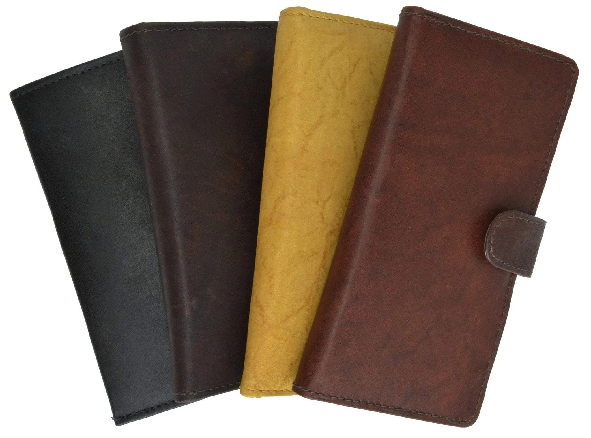 Slim Checkbook Cover Credit Card Slots Secure by Button Closure Genuine Leather 1507 CF (C)
