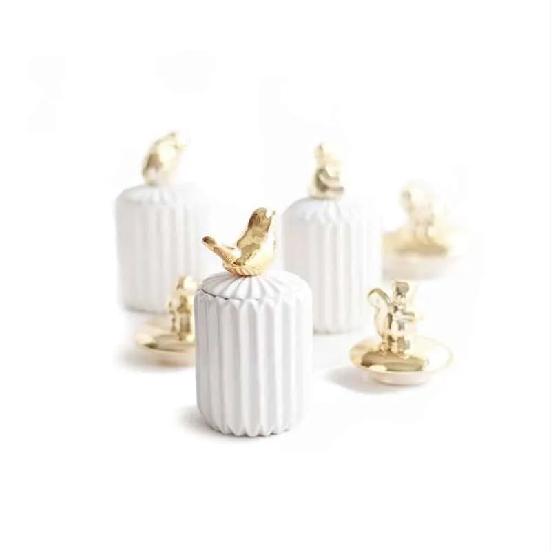 Small Animal Ceramic Storage Pot with Lid