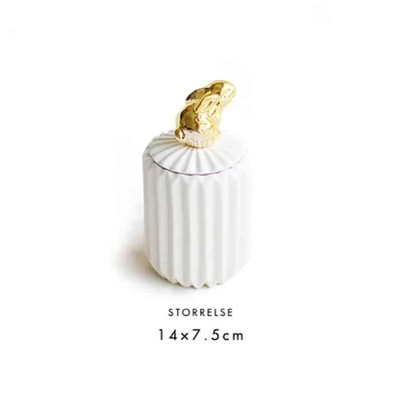 Small Animal Ceramic Storage Pot with Lid
