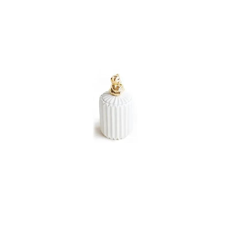 Small Animal Ceramic Storage Pot with Lid
