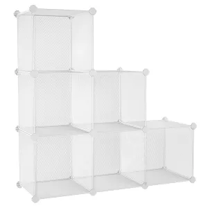 SONGMICS 6-Cube Metal Mesh Storage Cube, Storage Shelves Organizer, Modular Bookcase, DIY Closet Cabinet Shelf for Books, Plant, Toys, Shoes, Clothes, 36.6”L x 12.2”W x 36.6”H, White ULPL111W