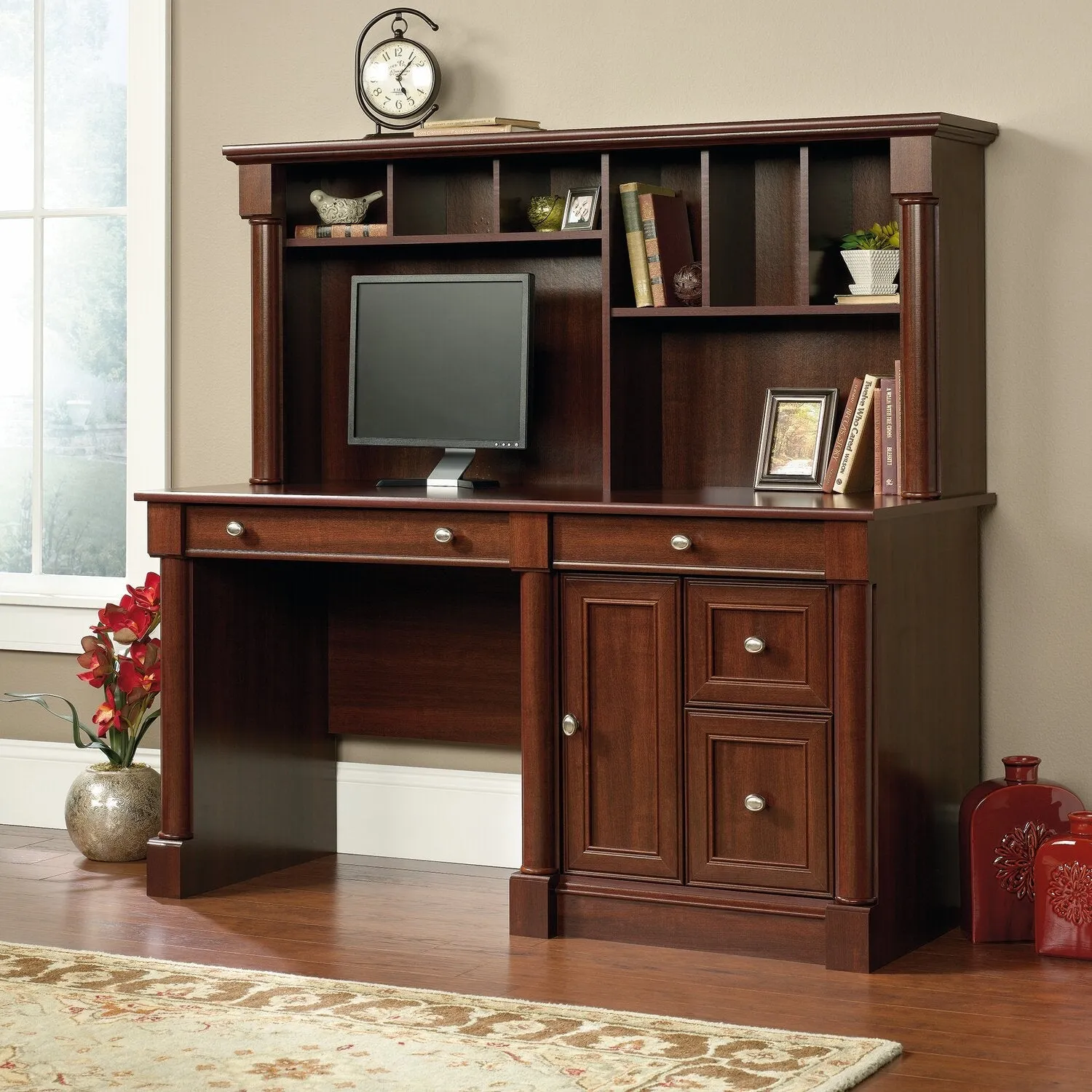 Souris Desk with Hutch - Select Cherry