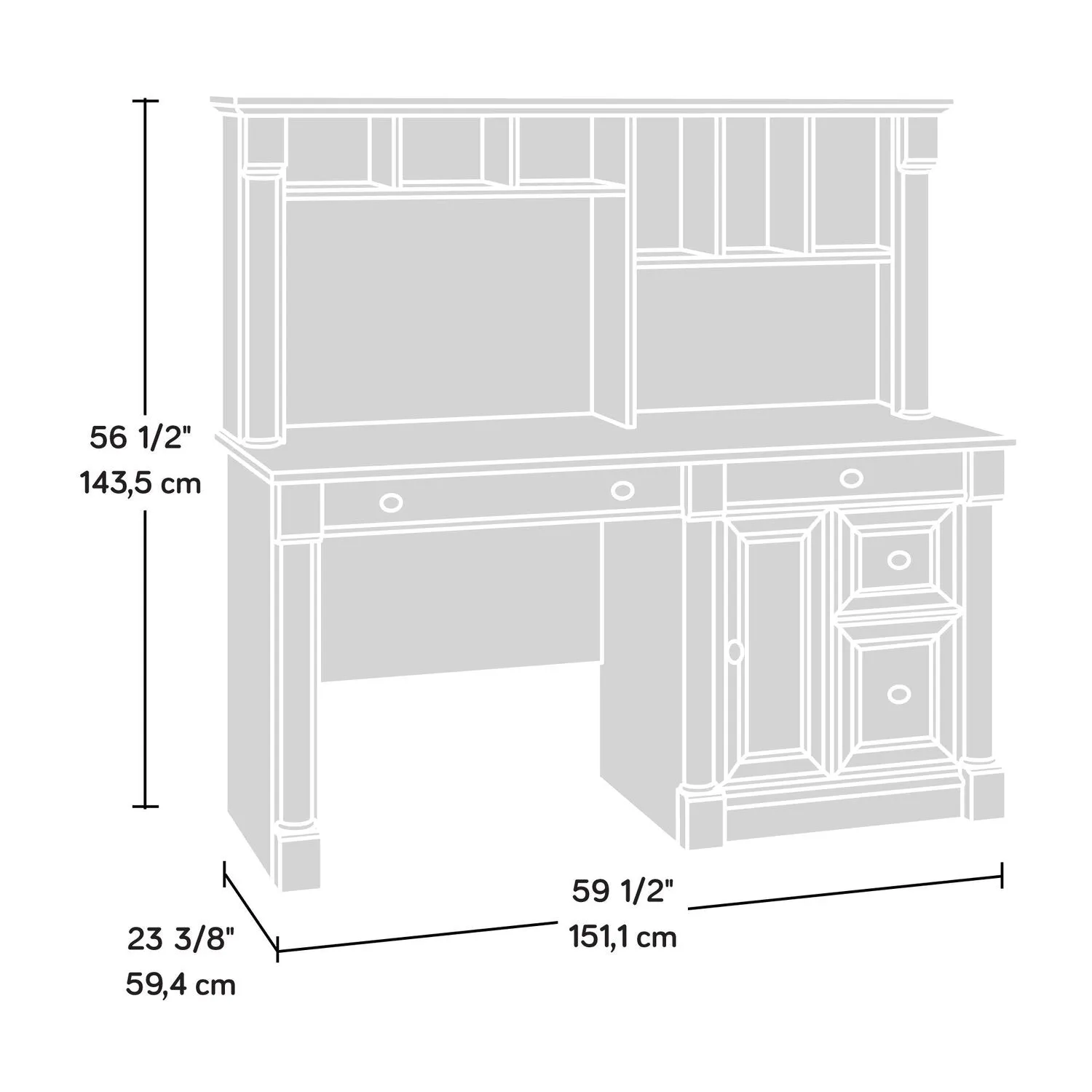 Souris Desk with Hutch - Select Cherry