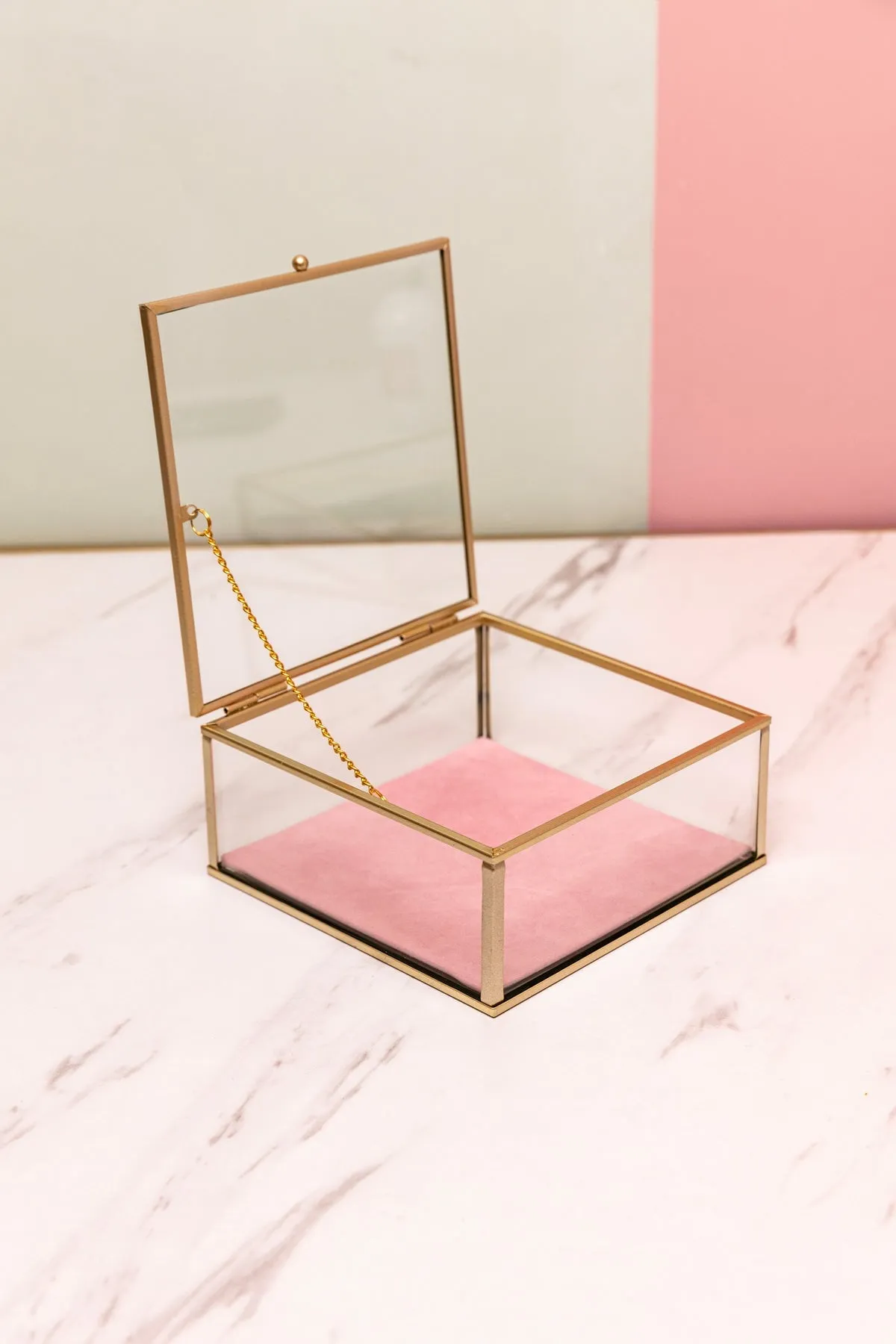 Square Glass Lidded Jewellery Box