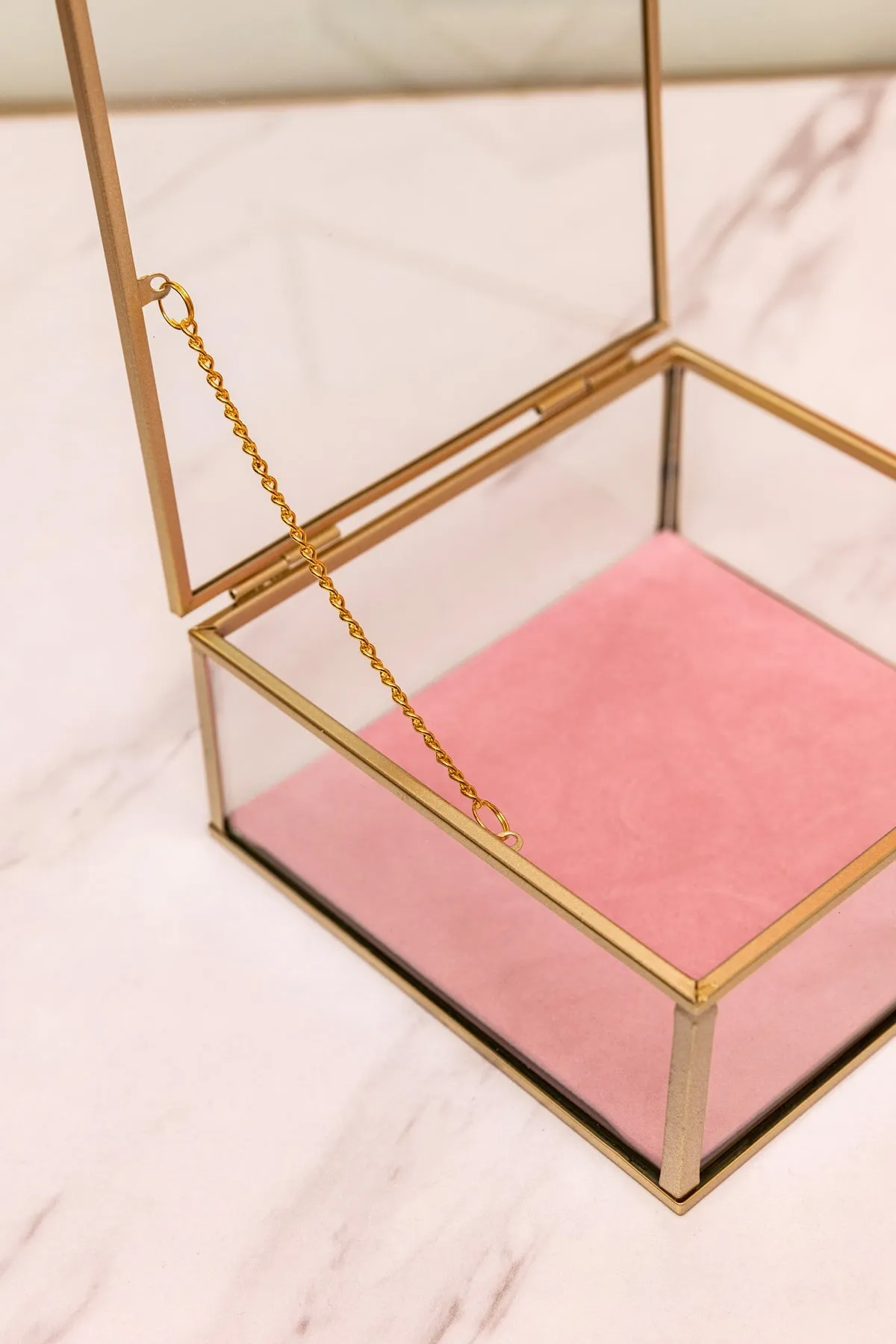 Square Glass Lidded Jewellery Box