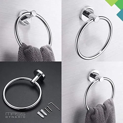 Stainless Steel Towel Holder, Bathroom Towel Ring, Wall Mount Hanging Towel Hanger Bath Accessories, Contemporary Round Style/Shape Hand Kitchen Towel Holder