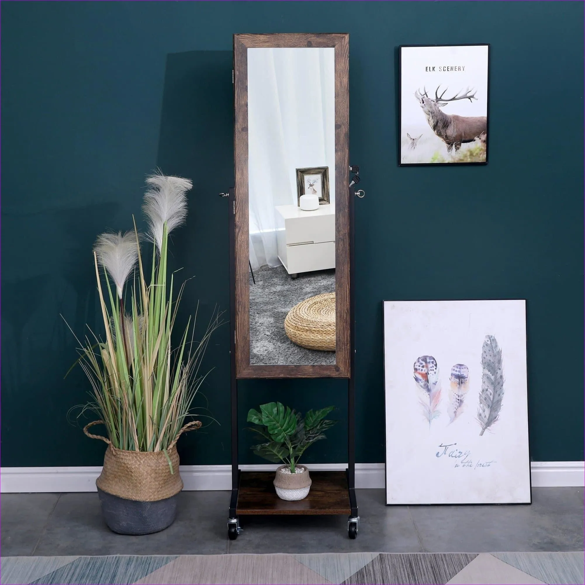 Standing jewelry cabinet with LED Lights