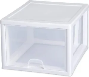 Sterilite 23108004 27 Quart White Stacking Storage Drawer - Quantity of 4