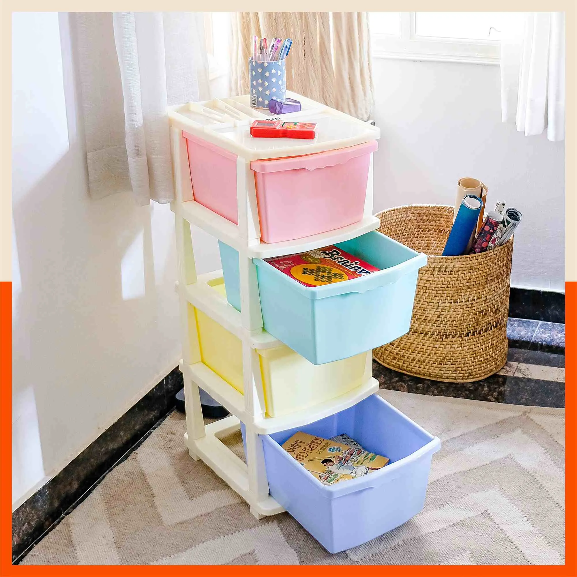 Stomo 3 Drawer Multi-Purpose Storage Organizer for Home and Office (Multicolour)