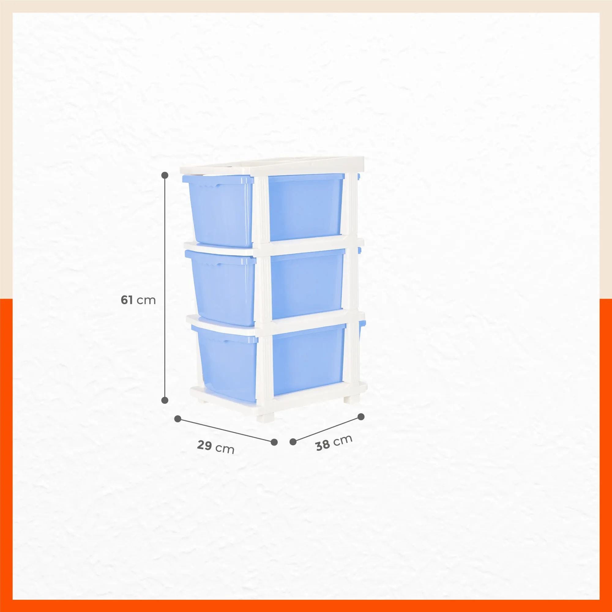 Stomo 3 Drawer Multi-Purpose Storage Organizer for Home and Office (Sky Blue)