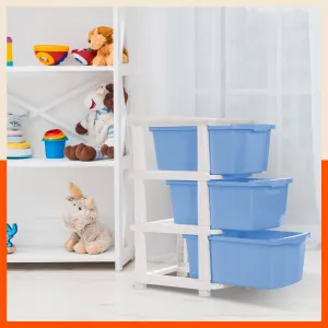 Stomo 3 Drawer Multi-Purpose Storage Organizer for Home and Office (Sky Blue)