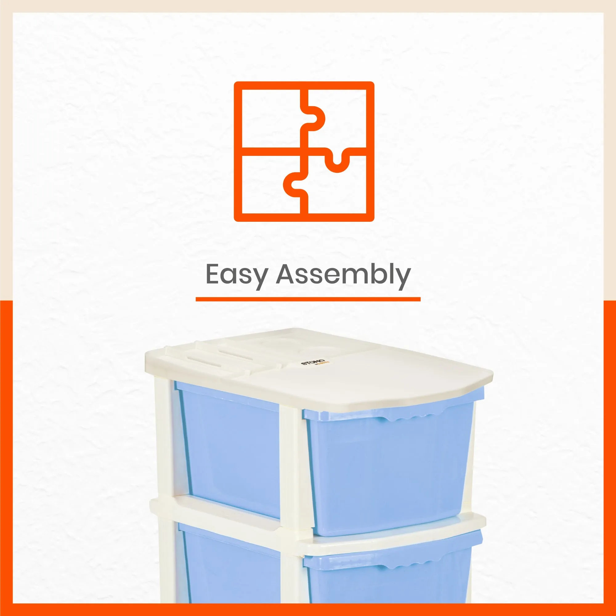 Stomo 3 Drawer Multi-Purpose Storage Organizer for Home and Office (Sky Blue)