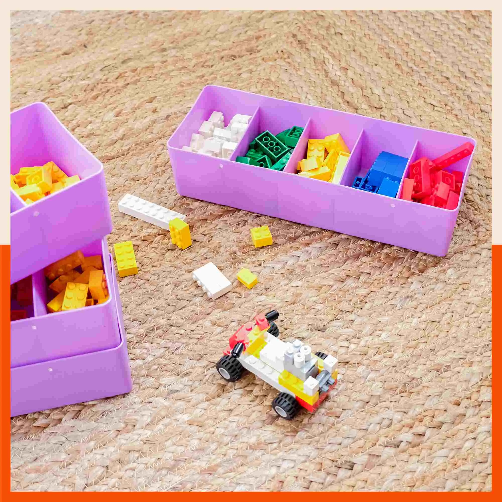 Stomo Dori Multi-Purpose Stackable Drawer Organizer For Home | Lavender - Set of 12