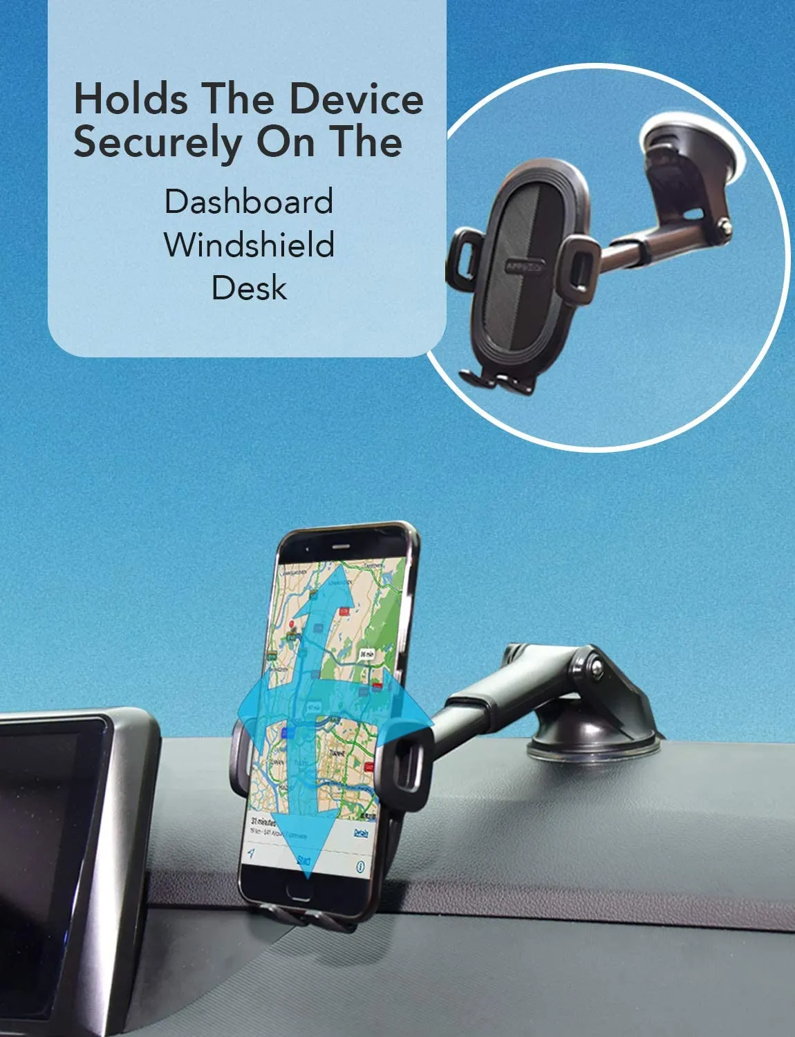 Suction Cup Phone Holder for Windshield/Dashboard/Window