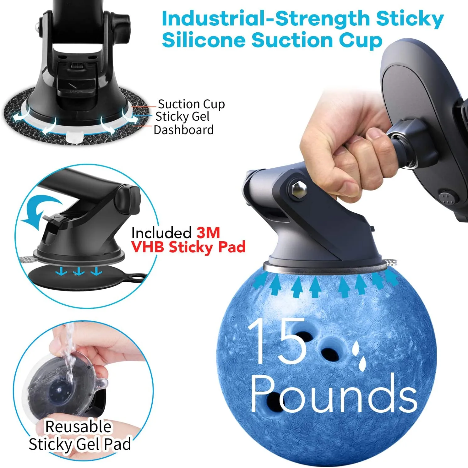 Suction Cup Phone Holder for Windshield/Dashboard/Window