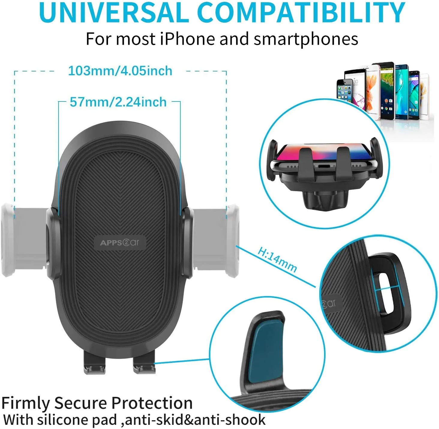 Suction Cup Phone Holder for Windshield/Dashboard/Window