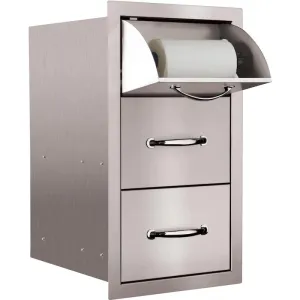 Summerset 17 Inch Flush Mount Paper Towel Holder and 2 Drawer Storage