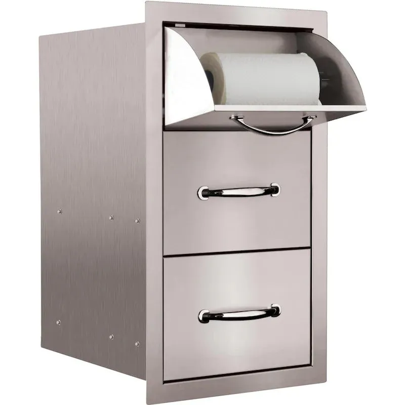 Summerset 17 Inch Flush Mount Paper Towel Holder and 2 Drawer Storage