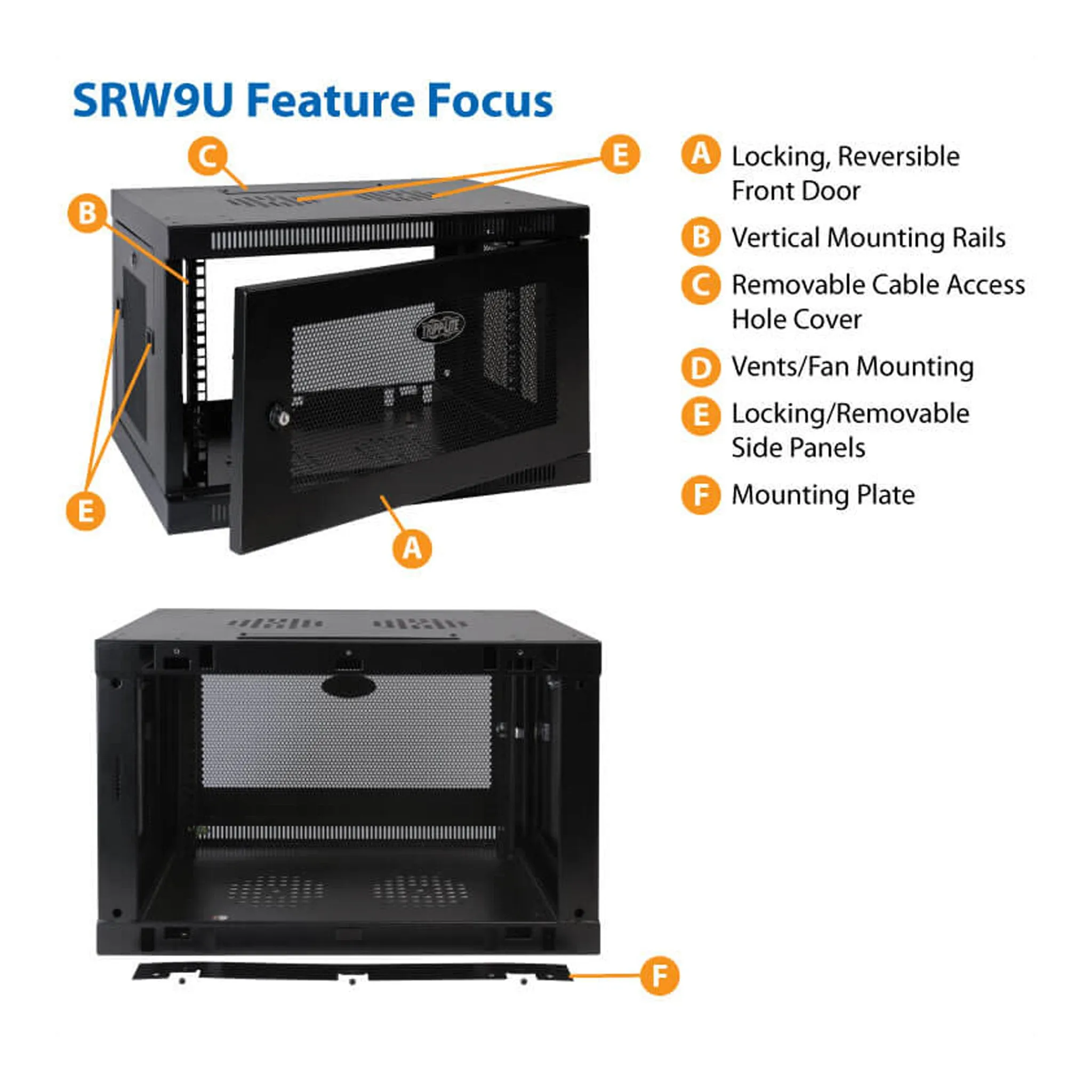 Tripp Lite SRW9U 9U Low-Profile Wall-Mount Mini SmartRack Enclosure Cabinet