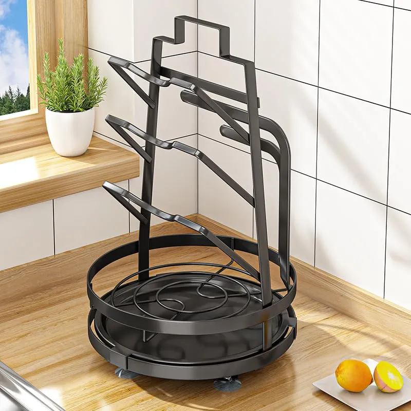 UMAI Rotatable Lid Rag Holder | 360° Rotation | Large Capacity | Free Installation | Kitchen Storage Organizer | Space-Saving | Multifunctional (Black)