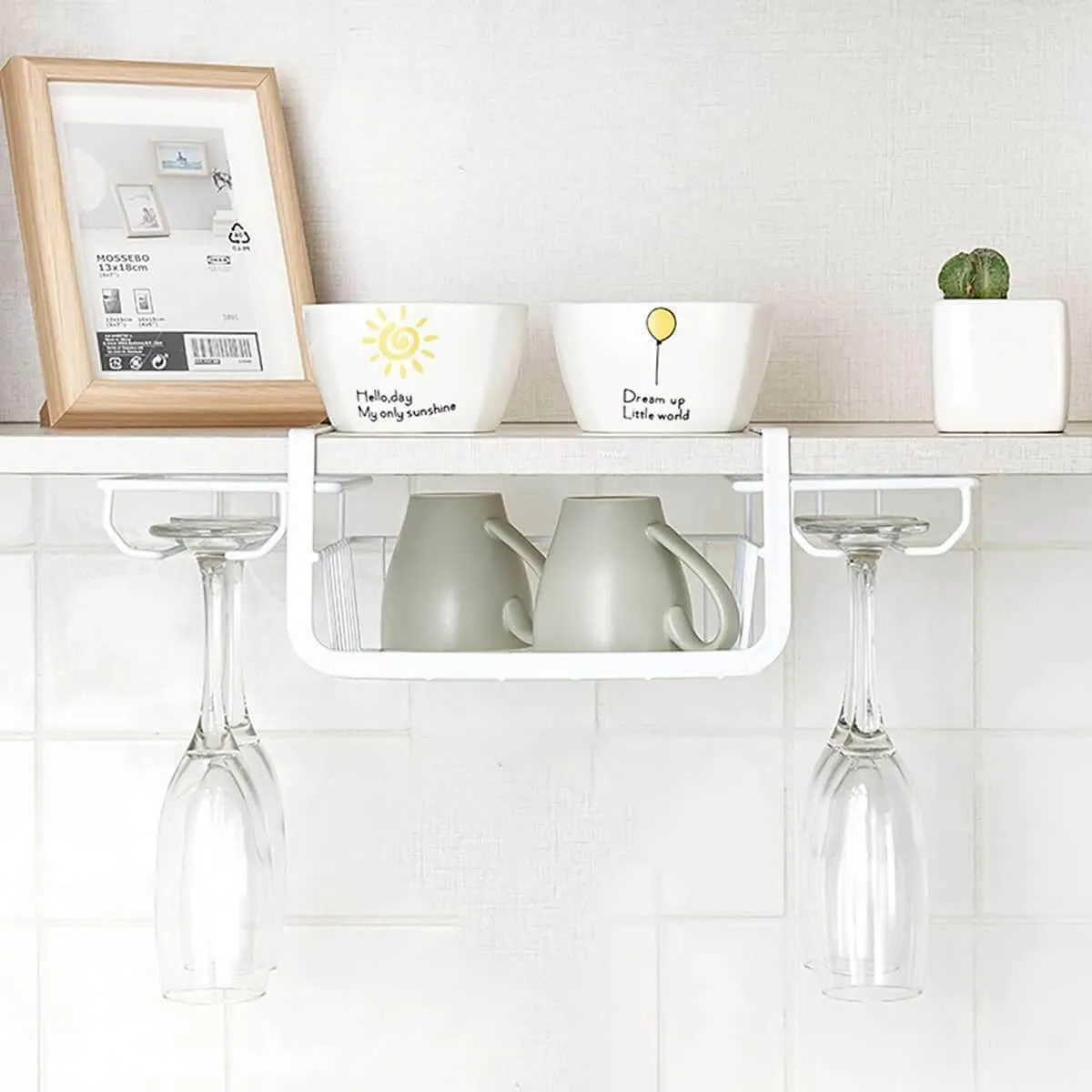 Under Cabinet Glass Holder Rack