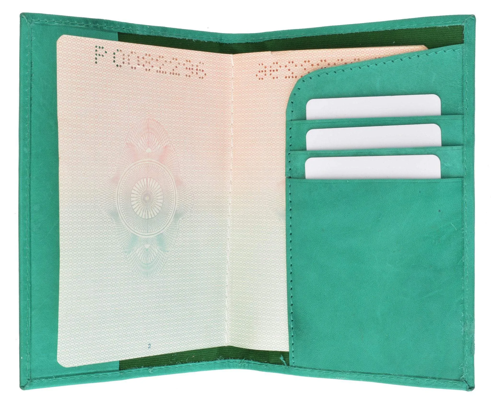 USA Gold Genuine Leather Passport Cover for Travel with Credit Card Slots 601 CF USA (C)