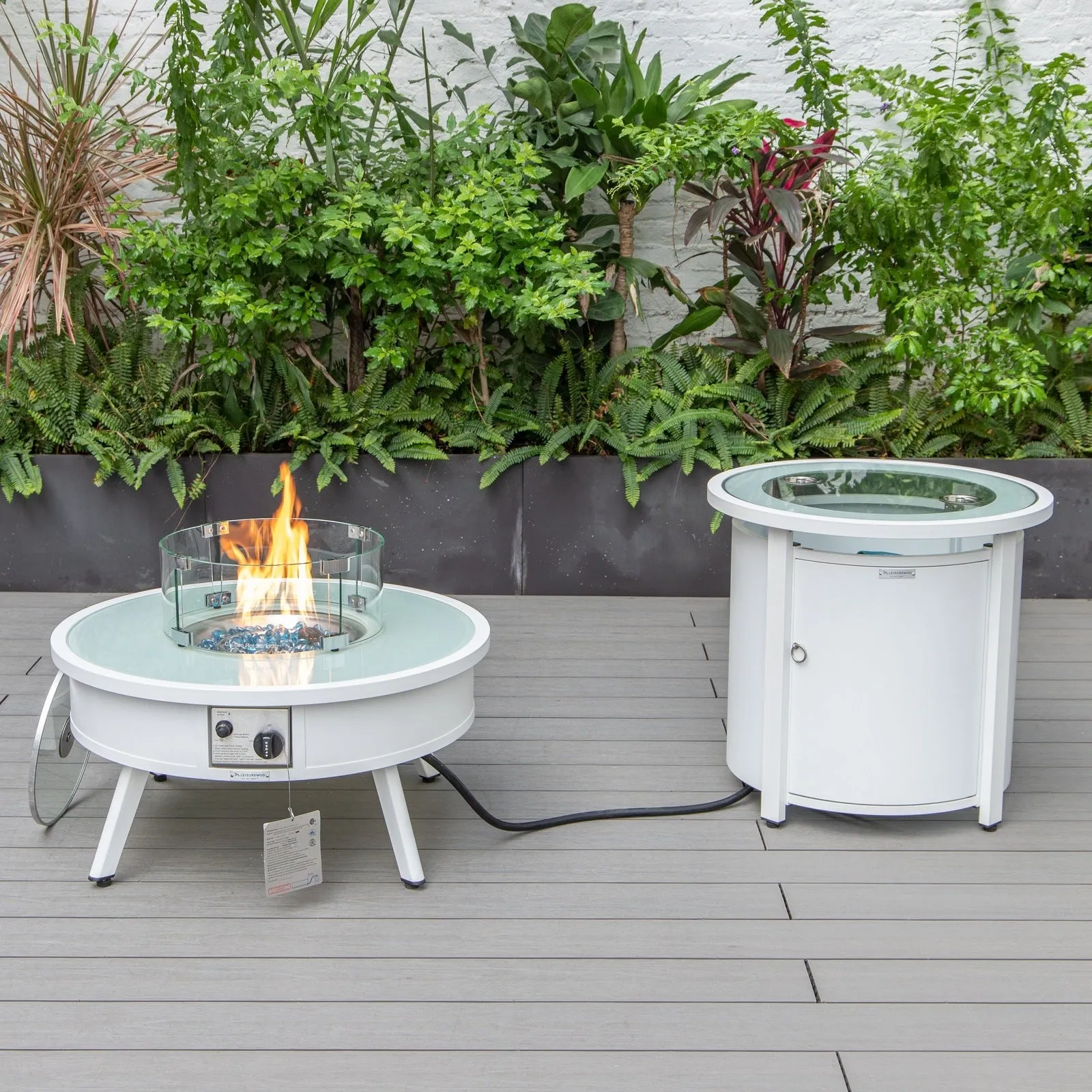 Walbrooke Outdoor Patio Round Fire Pit and Tank Holder