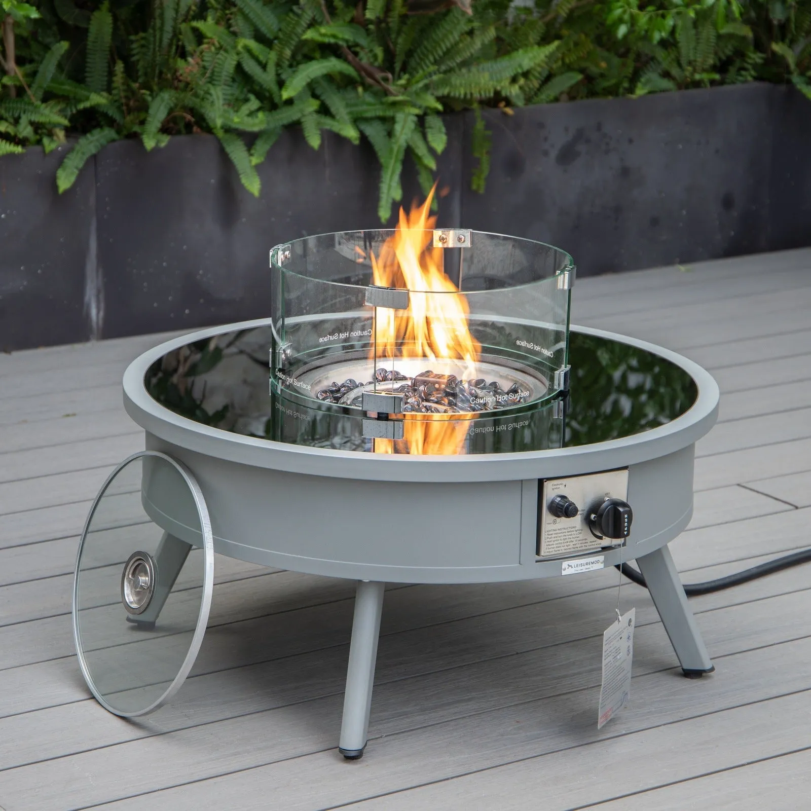 Walbrooke Outdoor Patio Round Fire Pit and Tank Holder