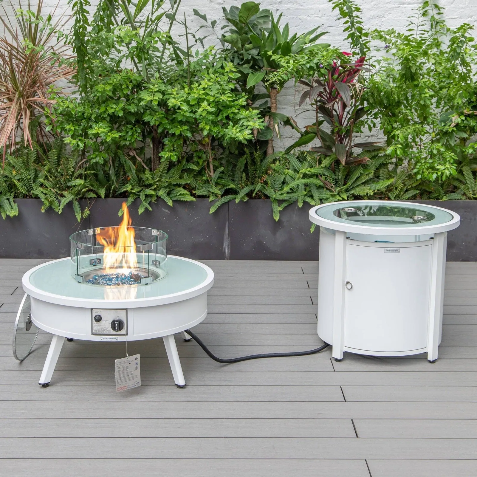Walbrooke Outdoor Patio Round Fire Pit and Tank Holder